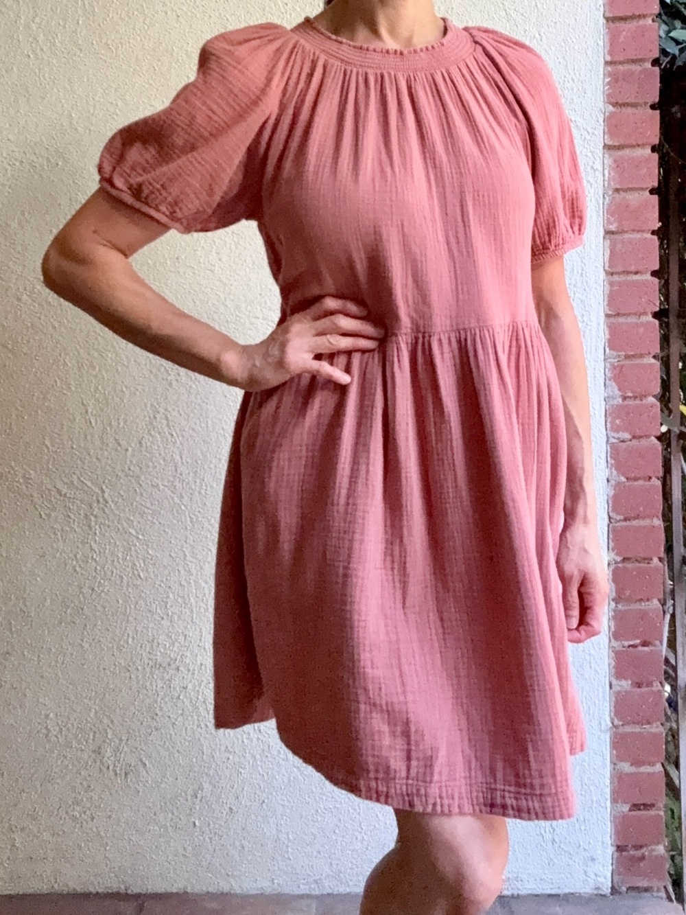 Universal Thread Dusty Rose Short Sleeved Babydoll Dress, size S